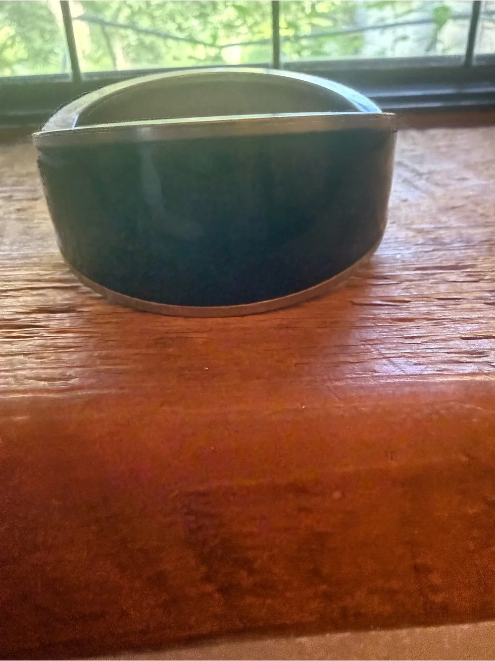 Lia Sophia Navy Enamel Hinged Bangle with Crystal Edge